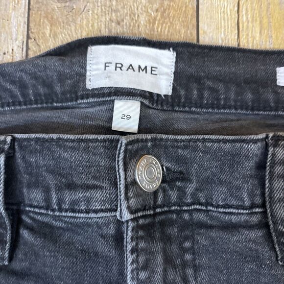 FRAME Le High Flare Jeans Obsidian Clean Side Slit Jeans Women Size 29 (31X32) - Picture 7 of 11